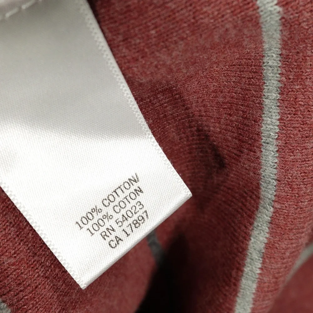 Banana Republic Sweater Mens Medium Red Striped Cotton Crew Neck Long Sleeve